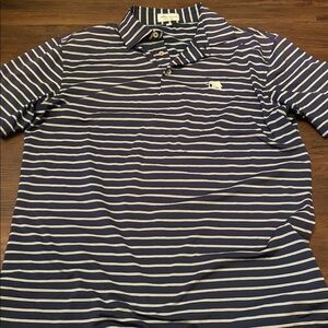 Peter Millar Navy and White Striped Polo